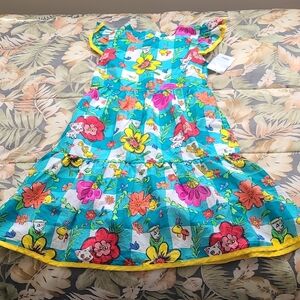 Floral Kids Dress in Blue and Yellow